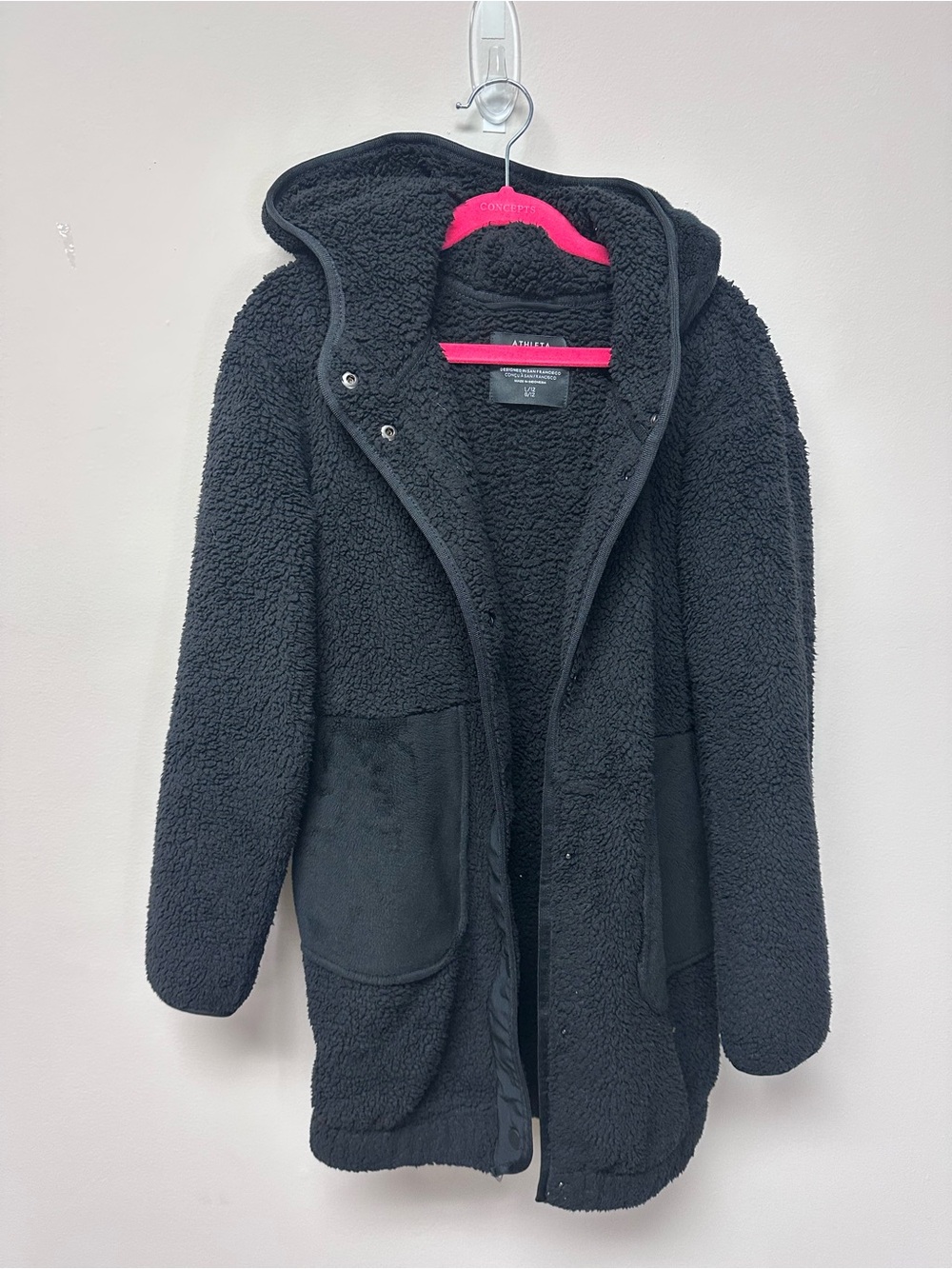 Athleta Girl Cozy Black Sherpa Hooded Jacket